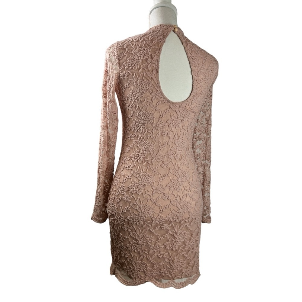 Fire Los Angeles Long Sleeve Floral Lace Knee Length Dress Fully Lined Junior L - Picture 3 of 10